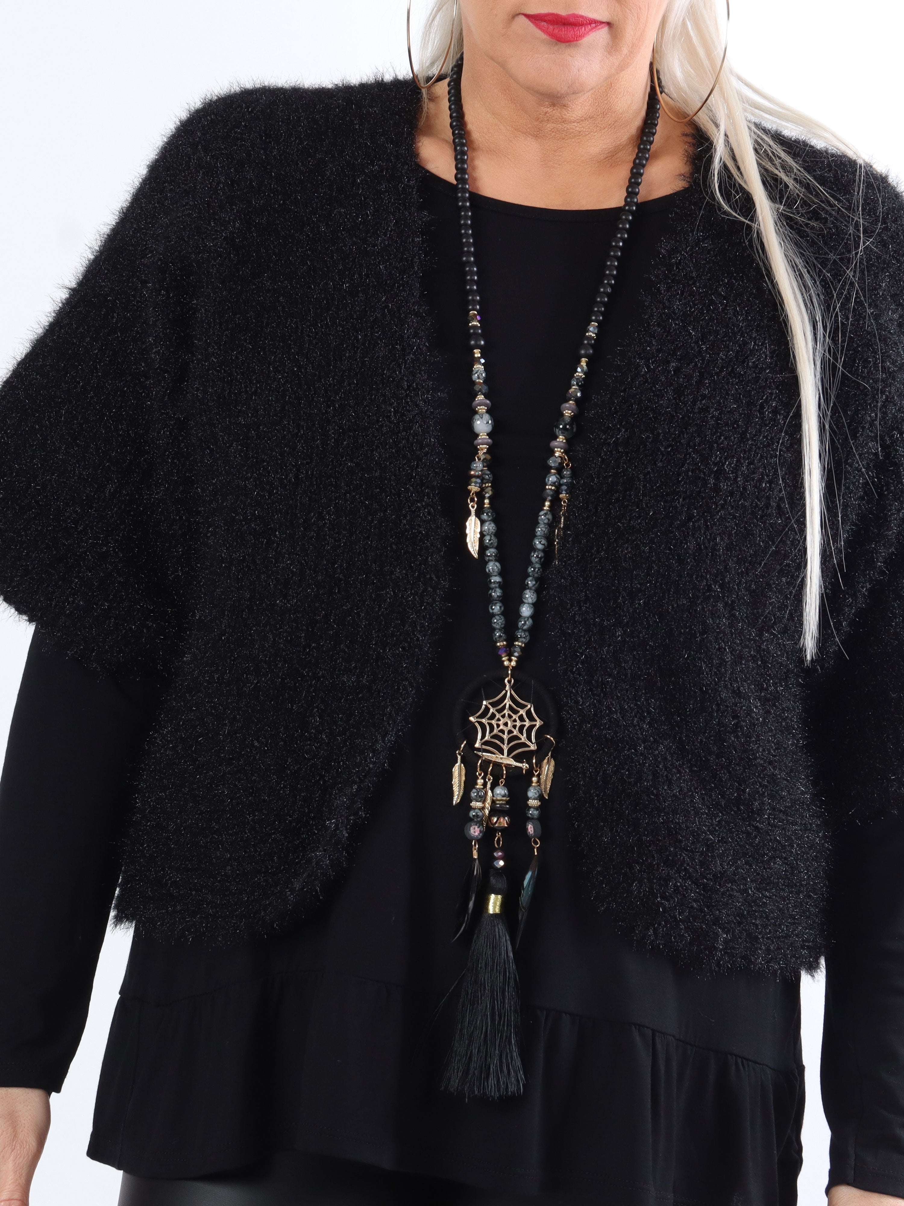 Franca - Sød fluffy plus size bolero i strik